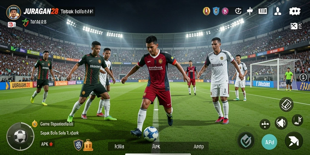 Tampilan menangkap momen seru dalam permainan sepak bola.