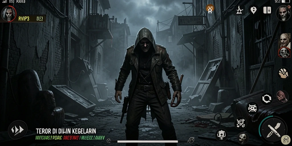 Tangkapan layar gameplay memperlihatkan suasana horror yang mendebarkan.