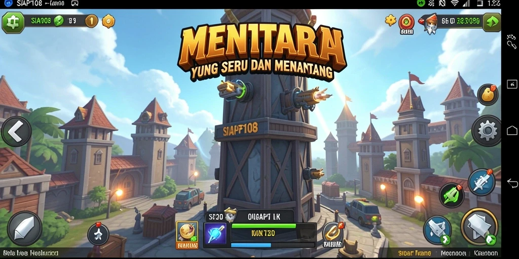 Tampilan utama gameplay Tower Defense di SIAP108 yang menyenangkan.