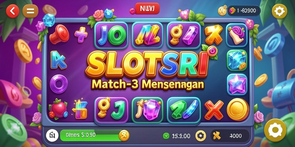 Pengalaman seru gameplay Match-3 di SLOTSRI yang penuh warna.